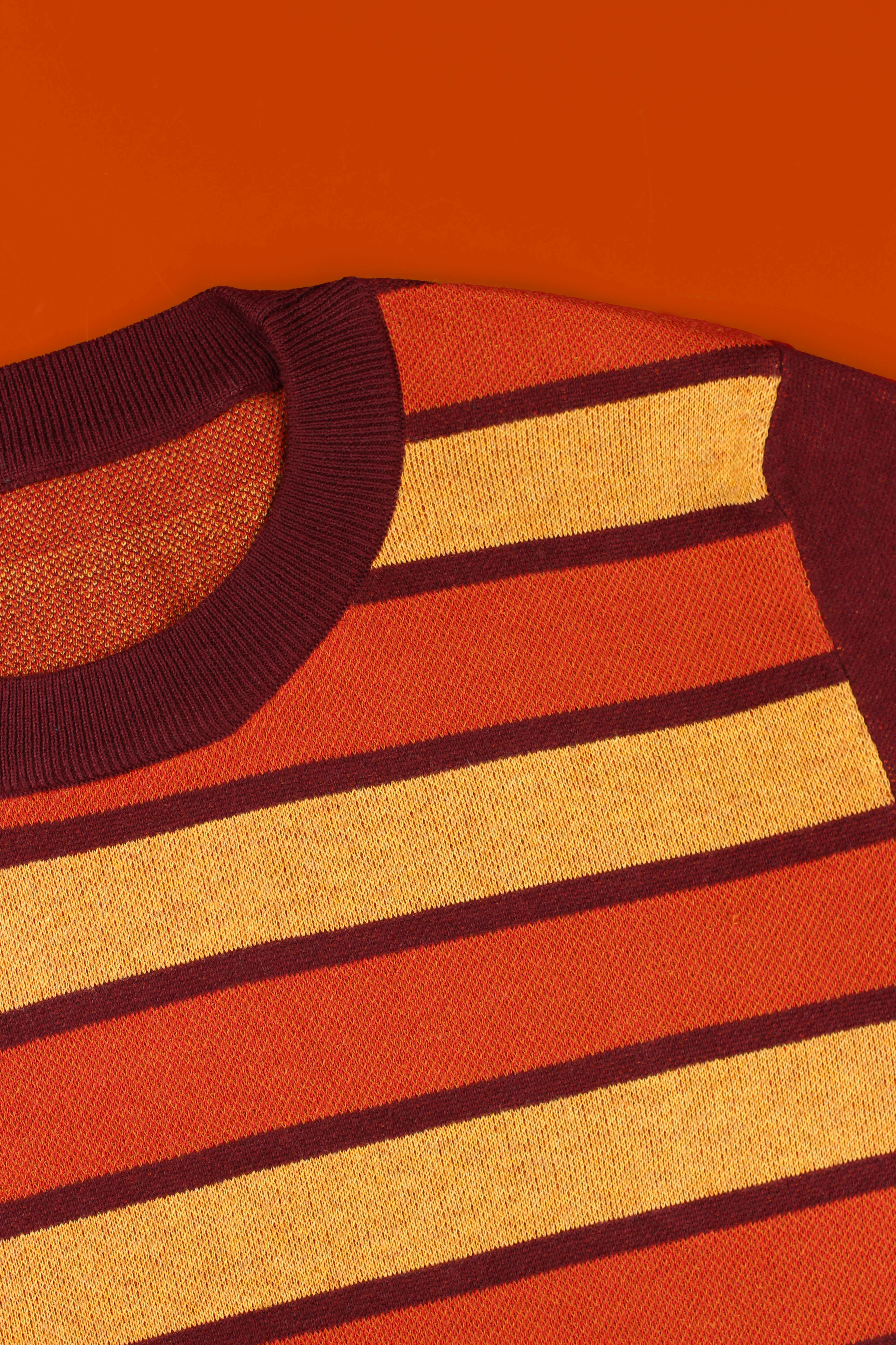 70's Orange Striped Knit Sweater - Image 5