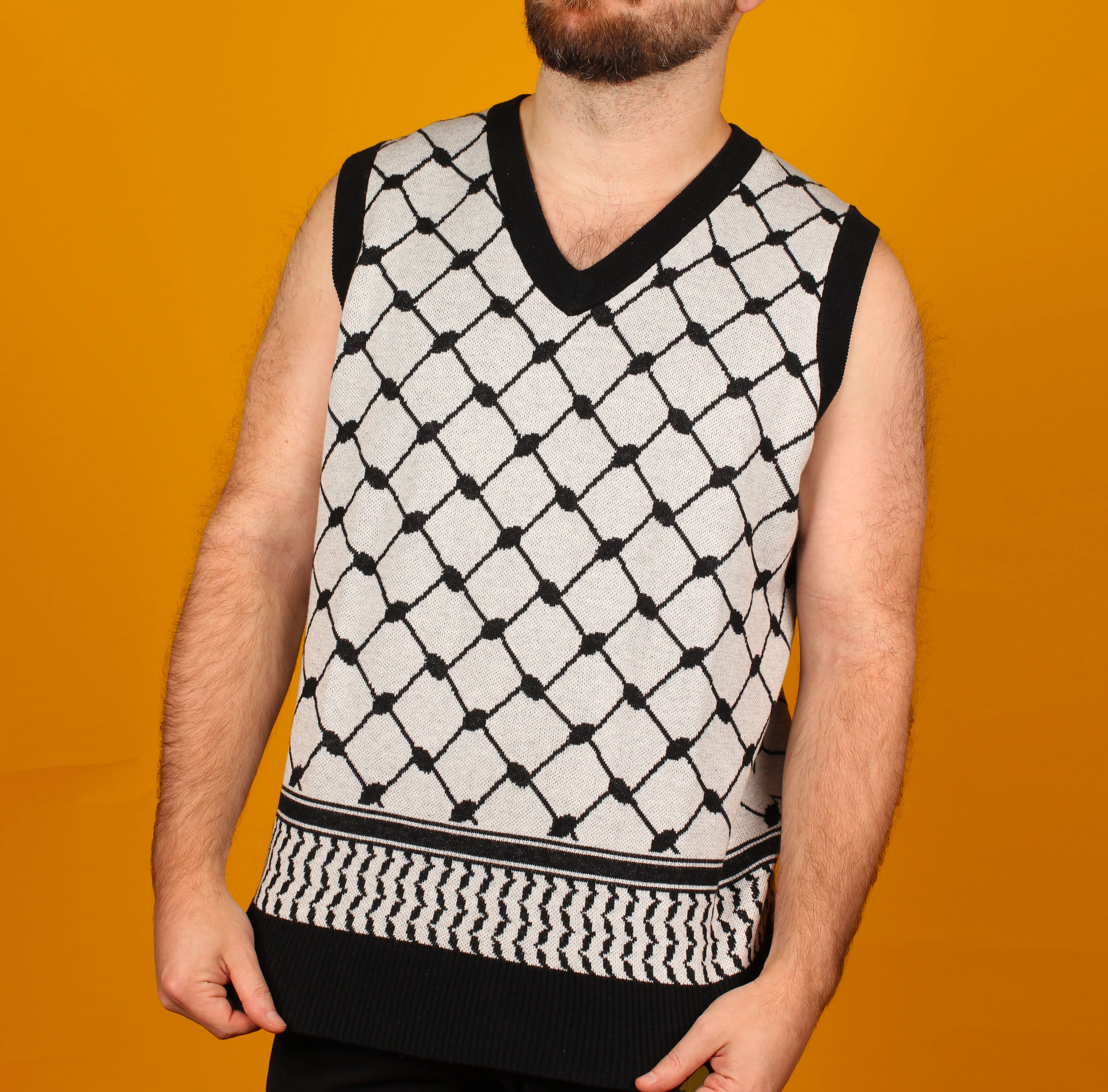 B&W Keffiyeh Knit Sweater Vest - Image 3