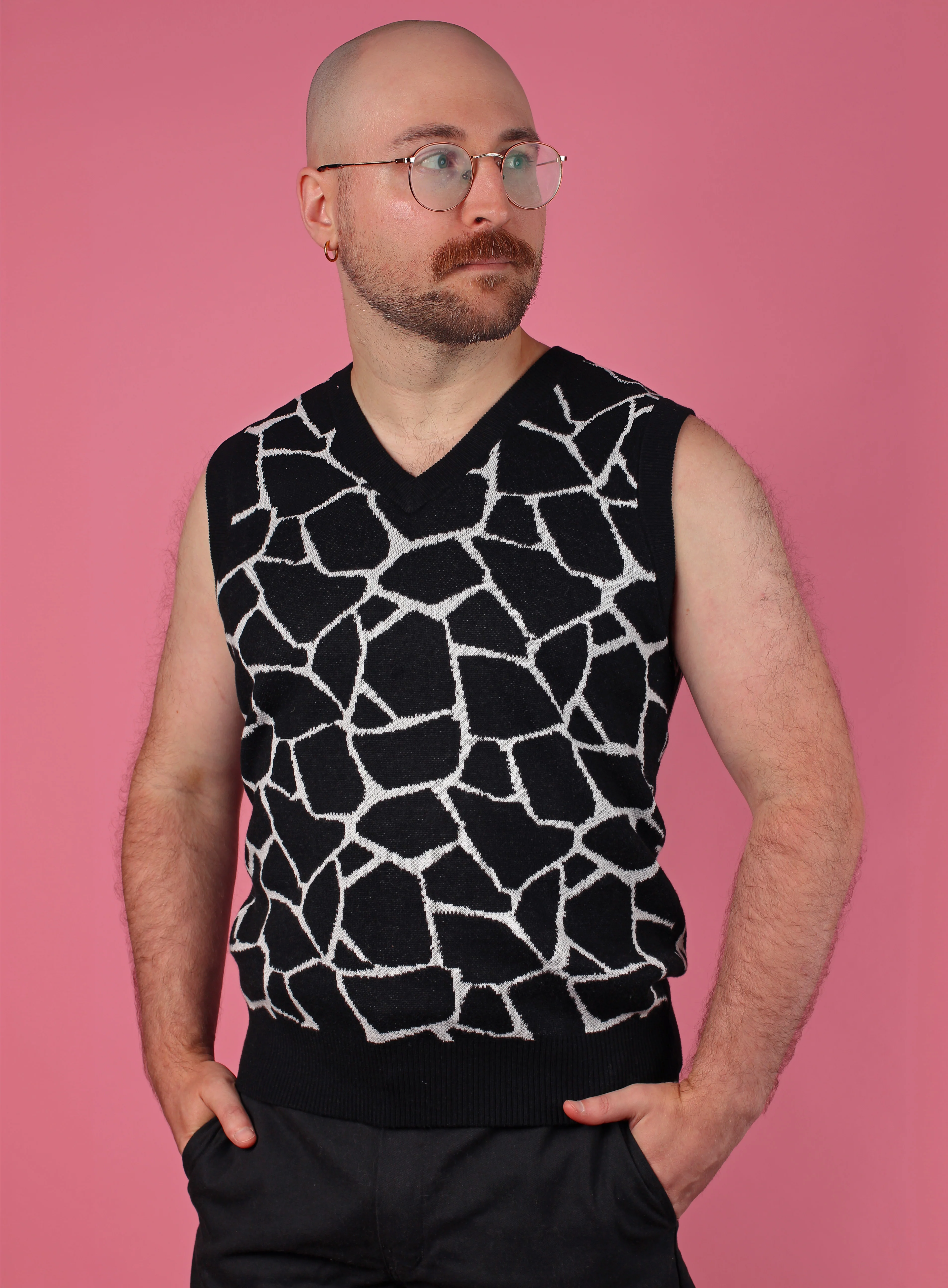 Black & White Giraffe Knit Sweater Vest - Image 3