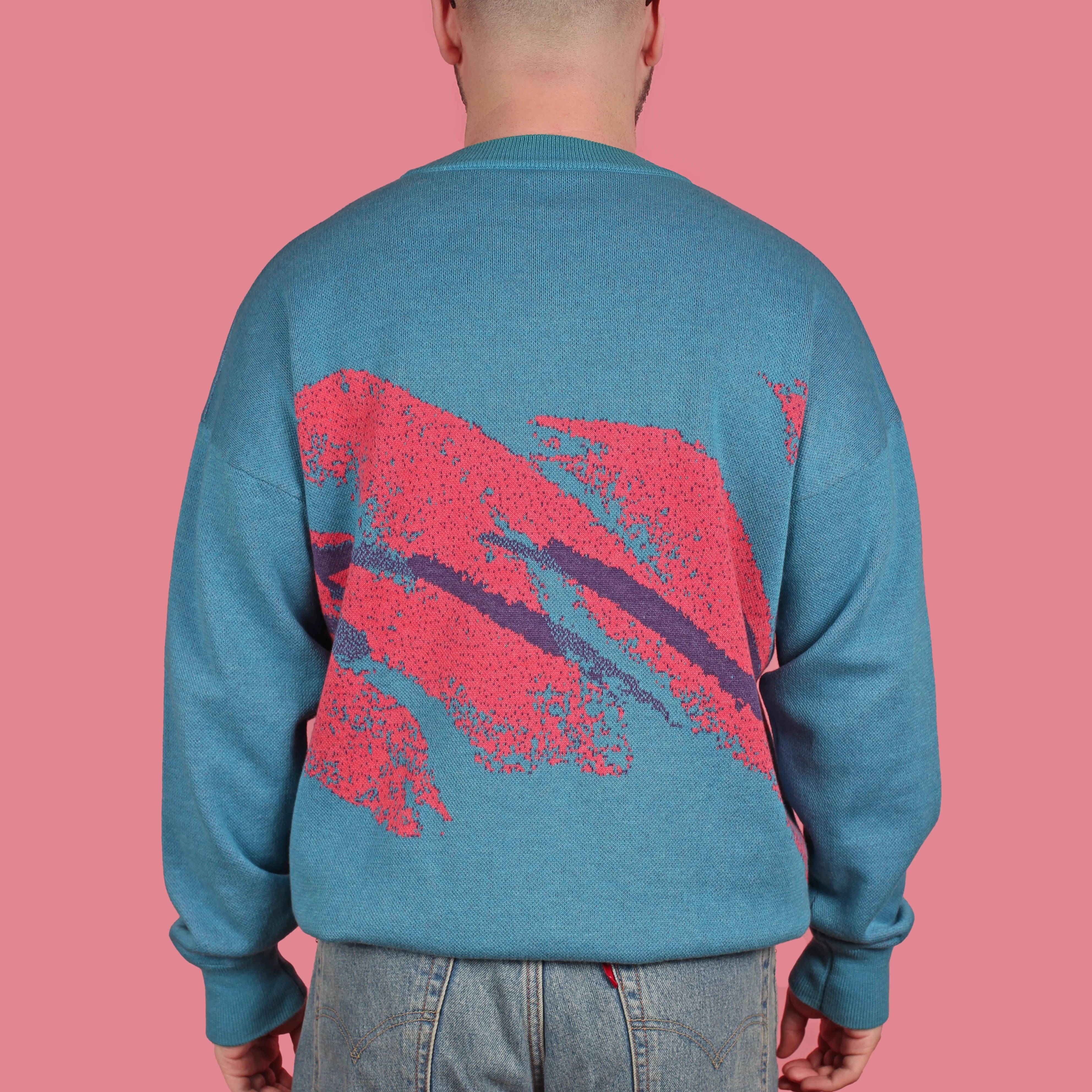 1980's Blue Jazz Knit Sweater - Image 2