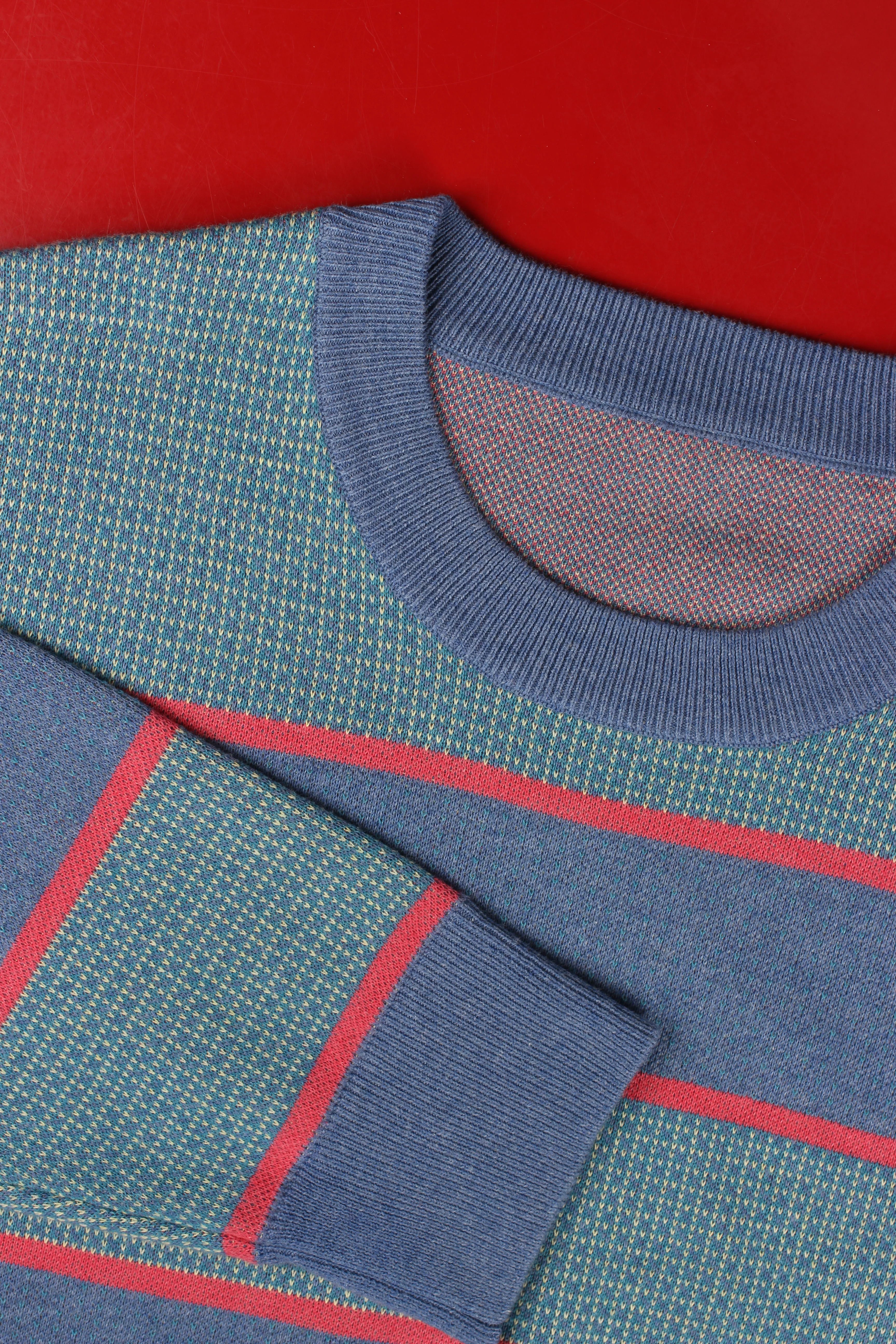 Blue & Pink Stripes Knit Sweater - Image 2