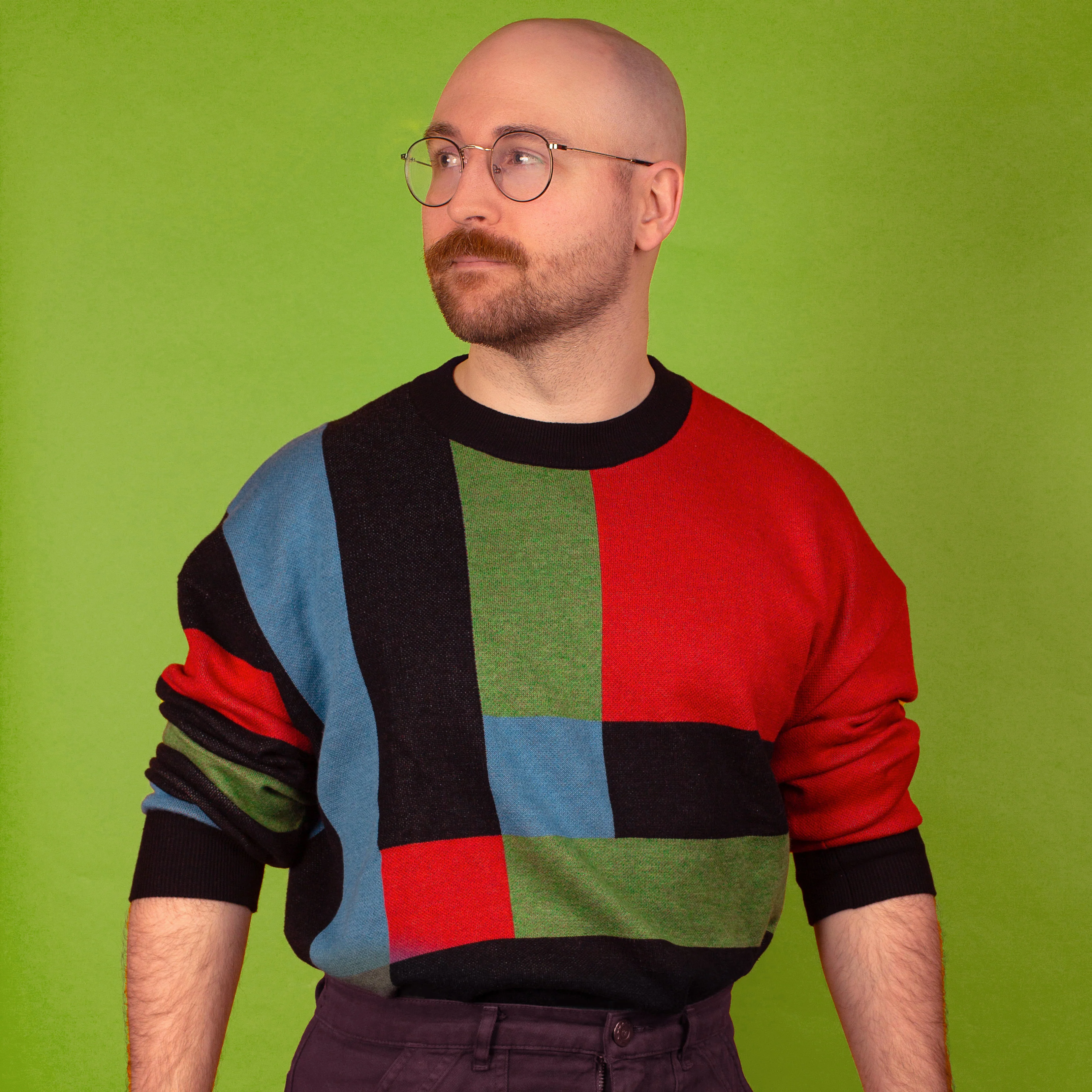 RGB Grid Block Knit Sweater - Image 3