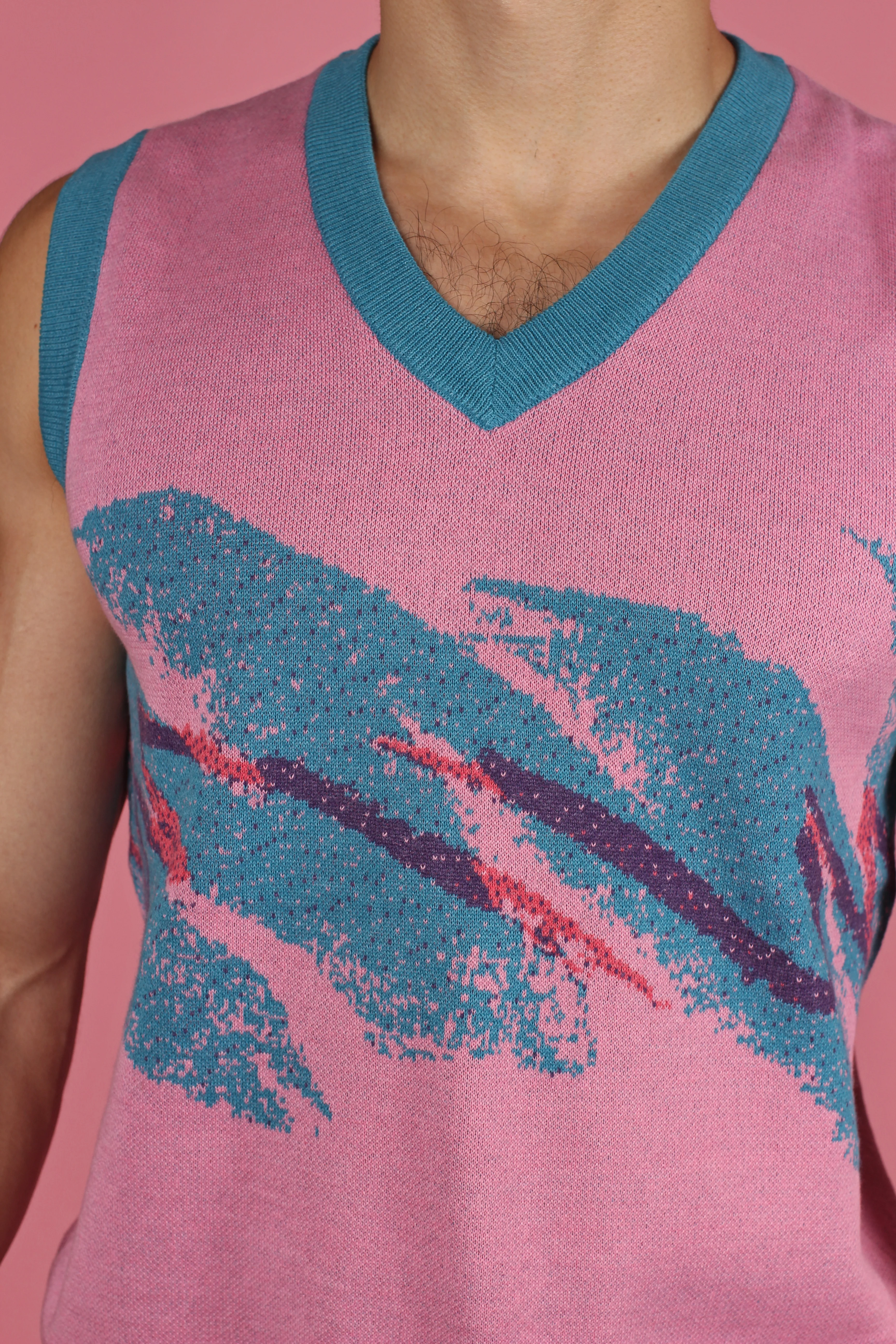 1980's Jazz Knit Sweater Vest (Pink) - Image 5
