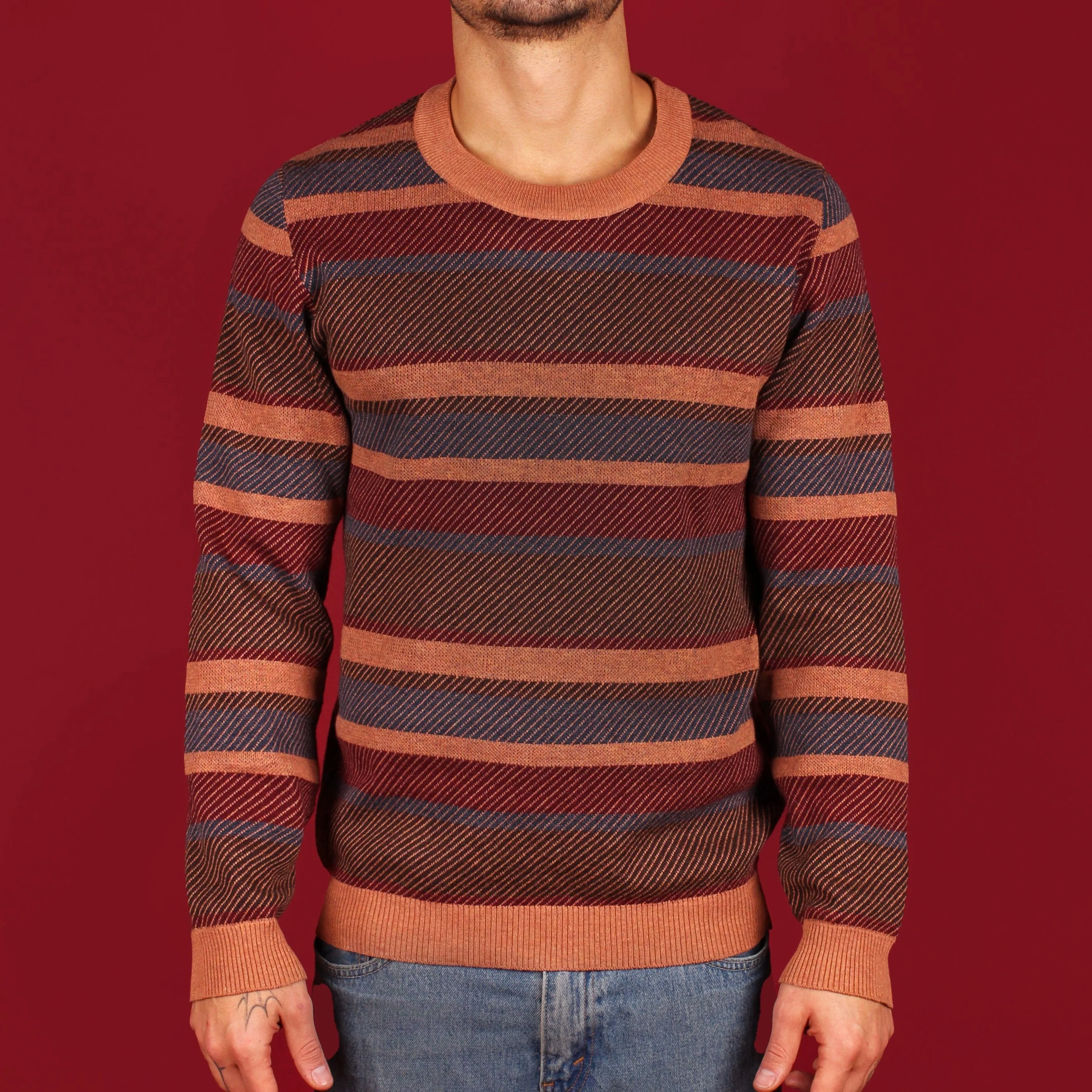 Tan & Brown Striped Knit Sweater