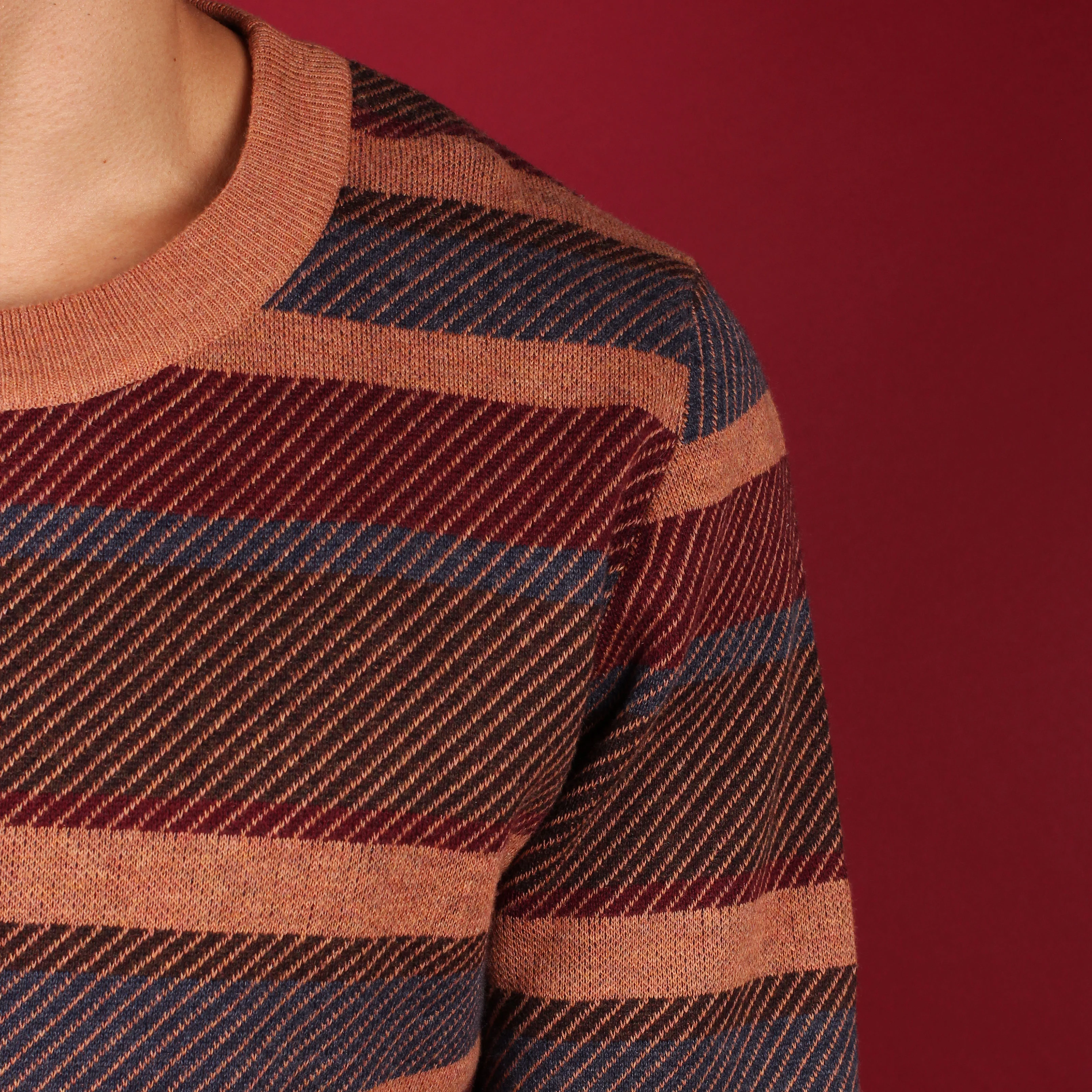 Tan & Brown Striped Knit Sweater - Image 2