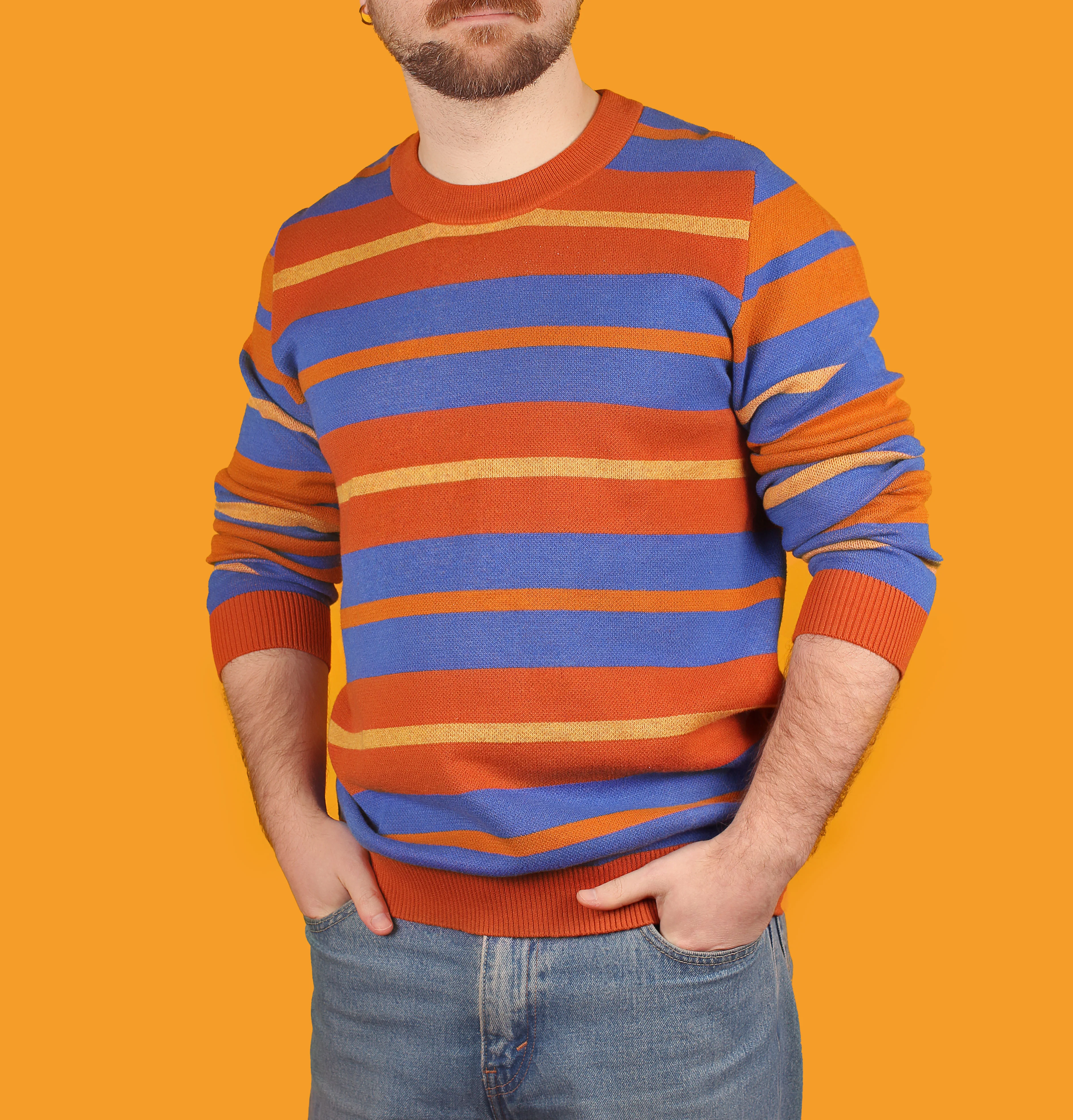 Orange & Blue Striped Knit Sweater - Image 3