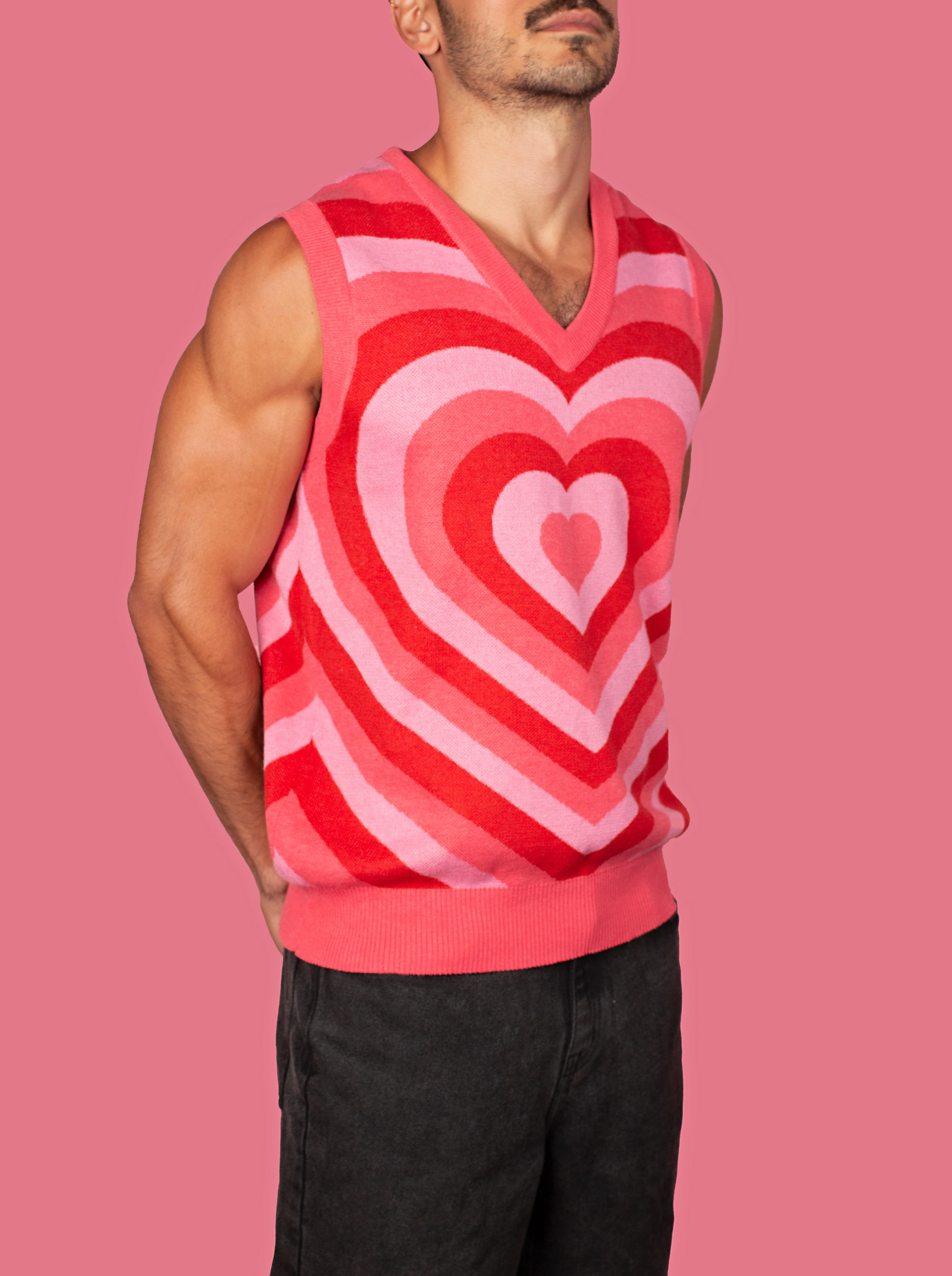 Radial Heart Knit Sweater Vest - Image 3