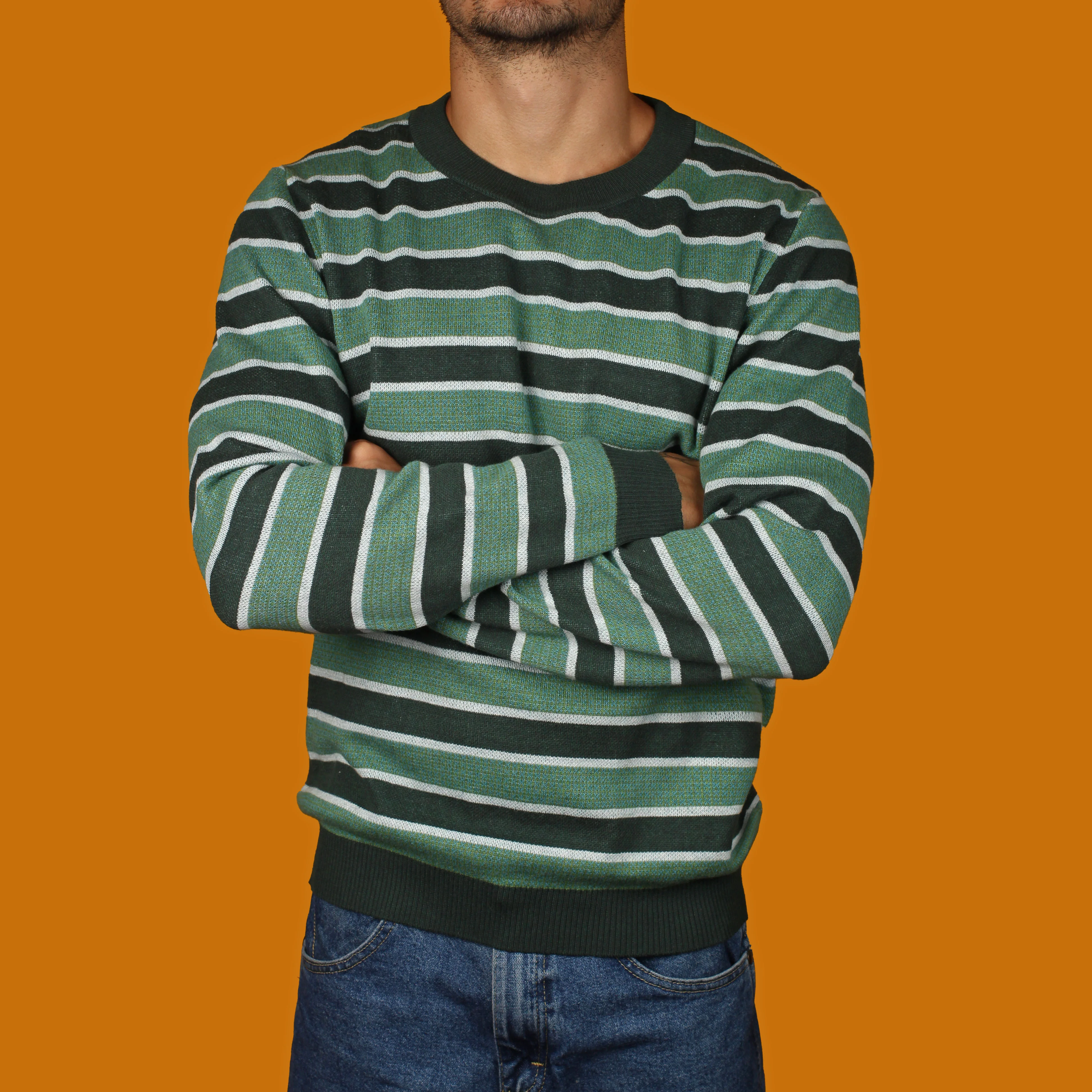 Teal Striped Knit Sweater - Image 2