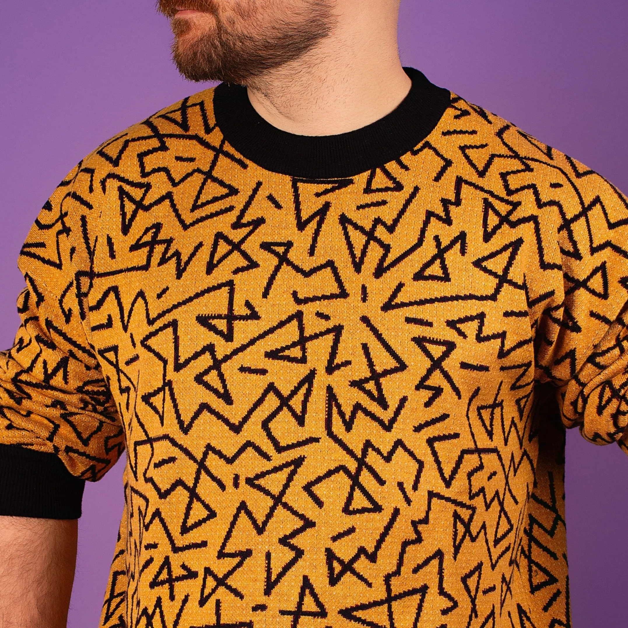 Ochre Zig-zag Knit Sweater - Image 3